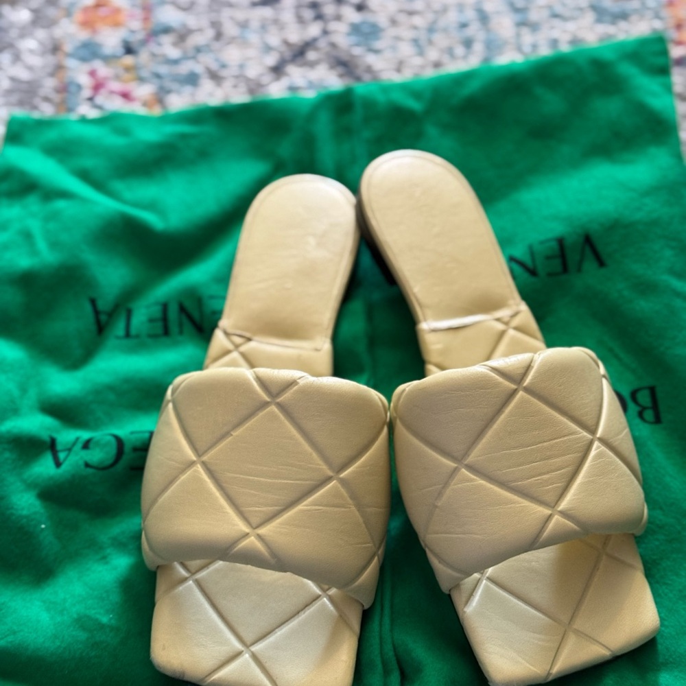 Bottega Veneta Butter Yellow Quilted Slides